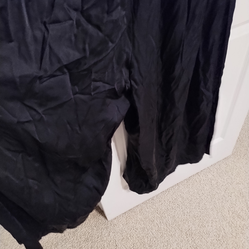 Anthropologie Black Satin Jumpsuit Pajamas - Picture 8 of 9